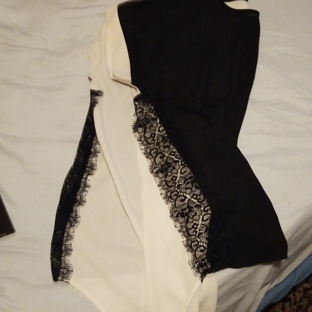 Black & tan shirt with black lace sides